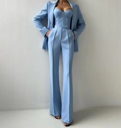 High-Waist Flared Blazer Set for Women