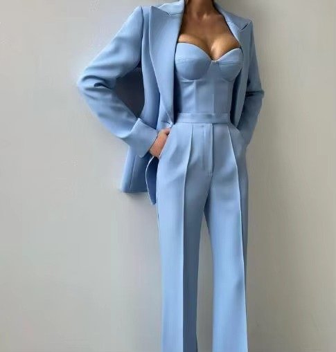 High-Waist Flared Blazer Set for Women