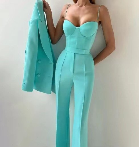High-Waist Flared Blazer Set for Women