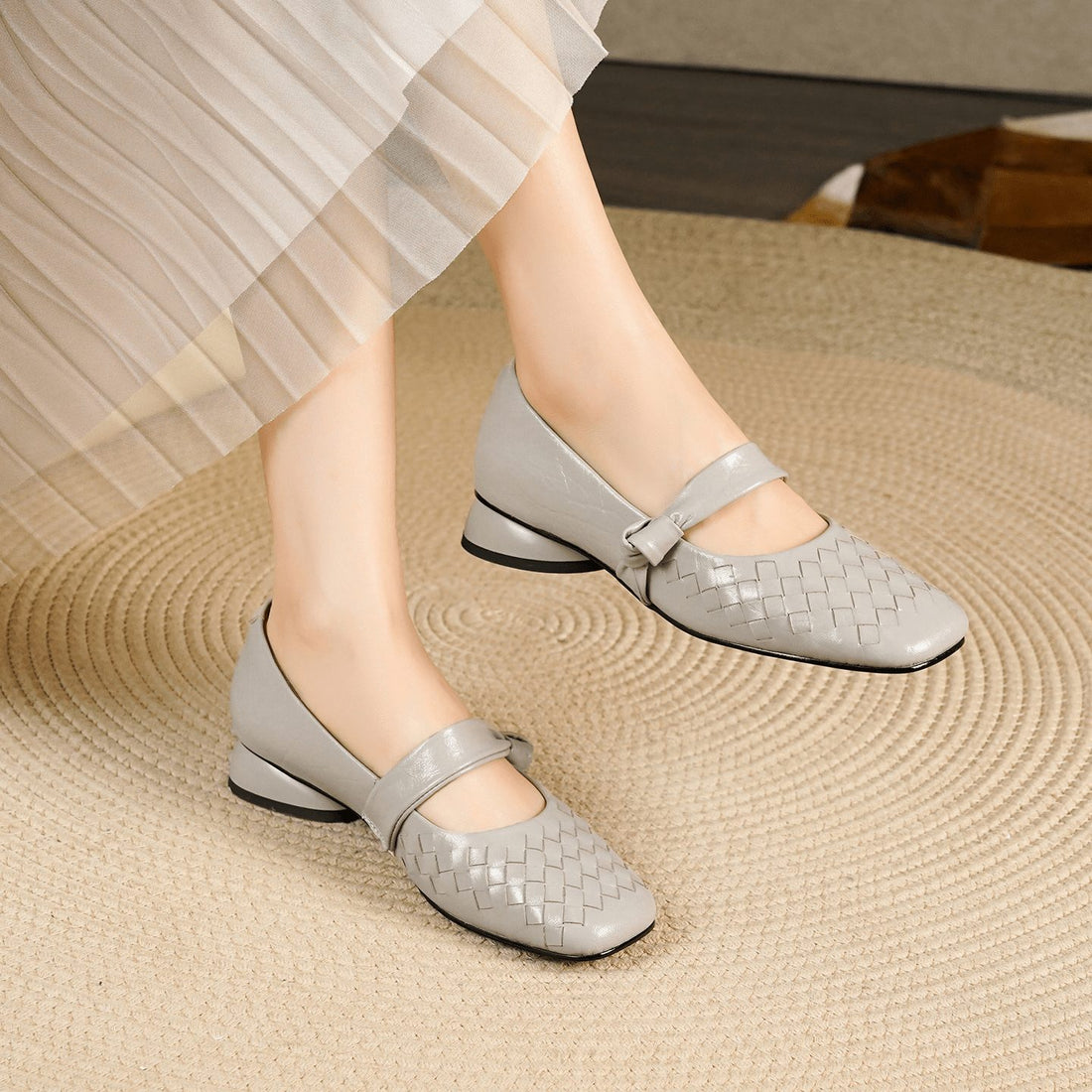 Woven Mary Jane Flats for Women