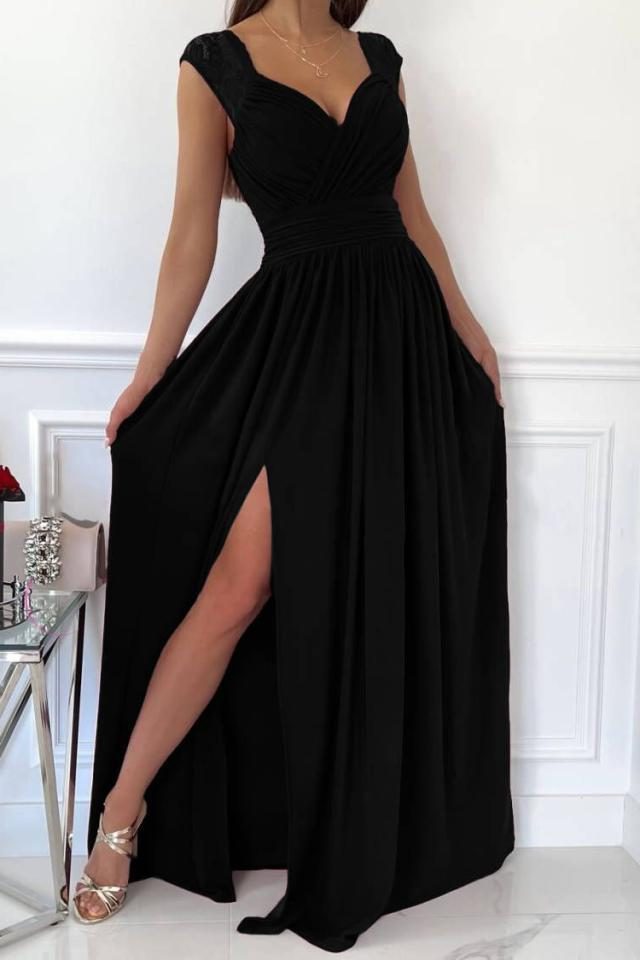 Wrap V-Neck Autumn Wedding Guest Maxi Dress for Women - View 7