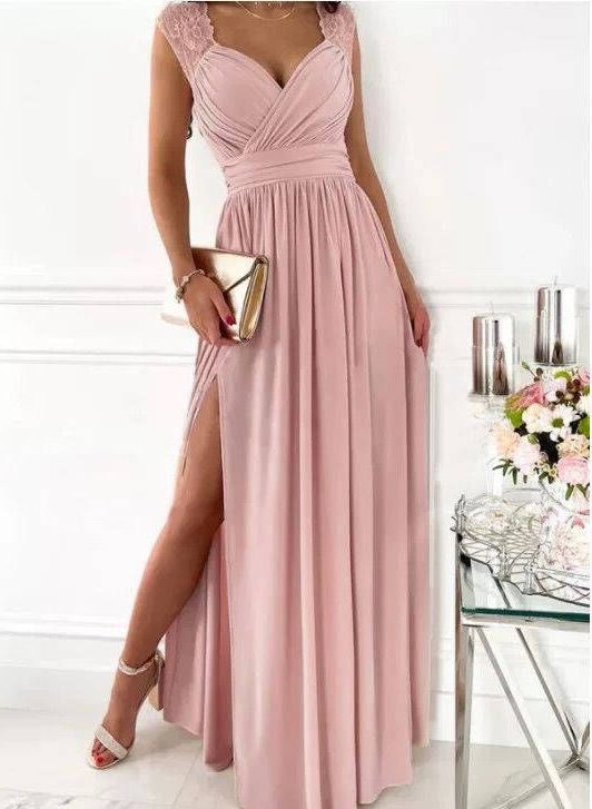 Wrap V-Neck Autumn Wedding Guest Maxi Dress for Women - View 5