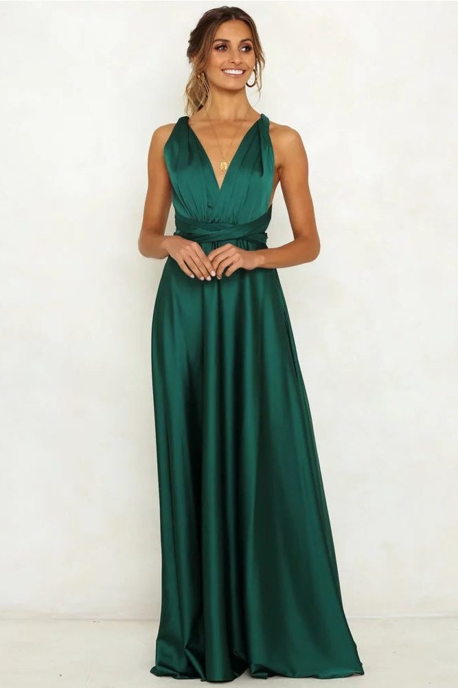 Wrap V-Neck Sleeveless Autumn Wedding Guest Maxi Dress for Women