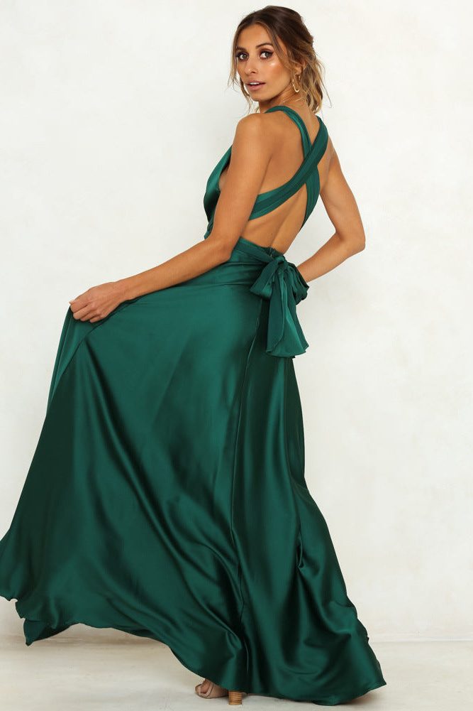 Wrap V-Neck Sleeveless Autumn Wedding Guest Maxi Dress for Women