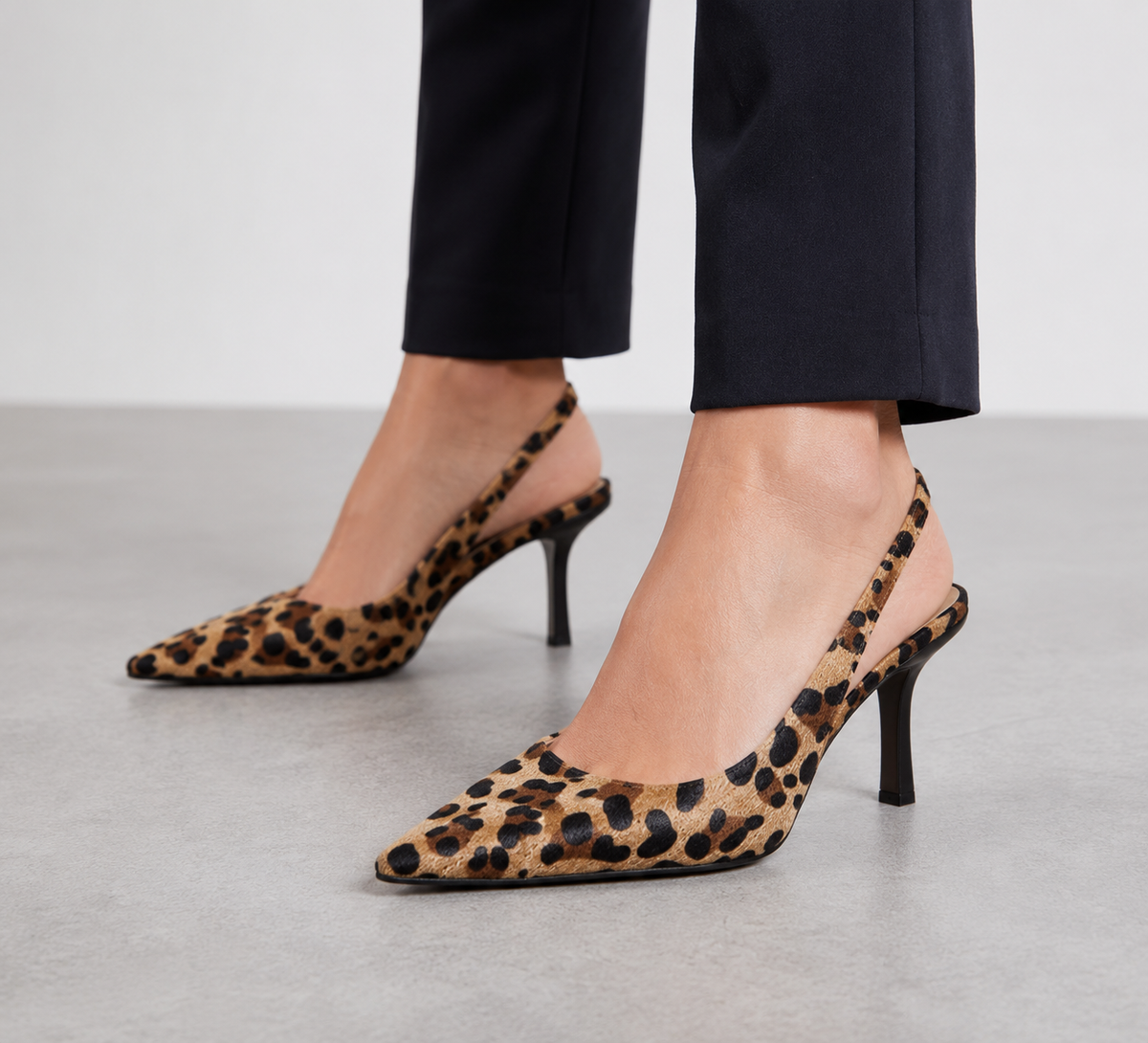 Leopard Print Heels with Pointed Toe for Women