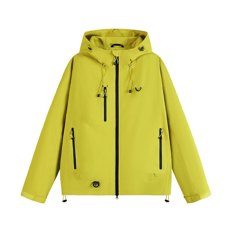Zip-Up Hooded Raincoat for Women