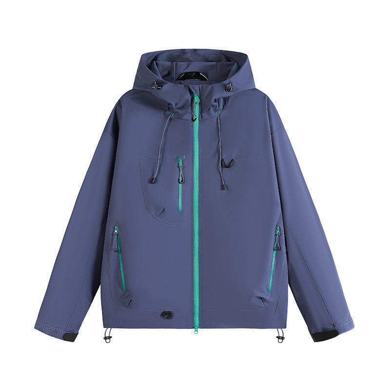 Zip-Up Hooded Raincoat for Women - Violett