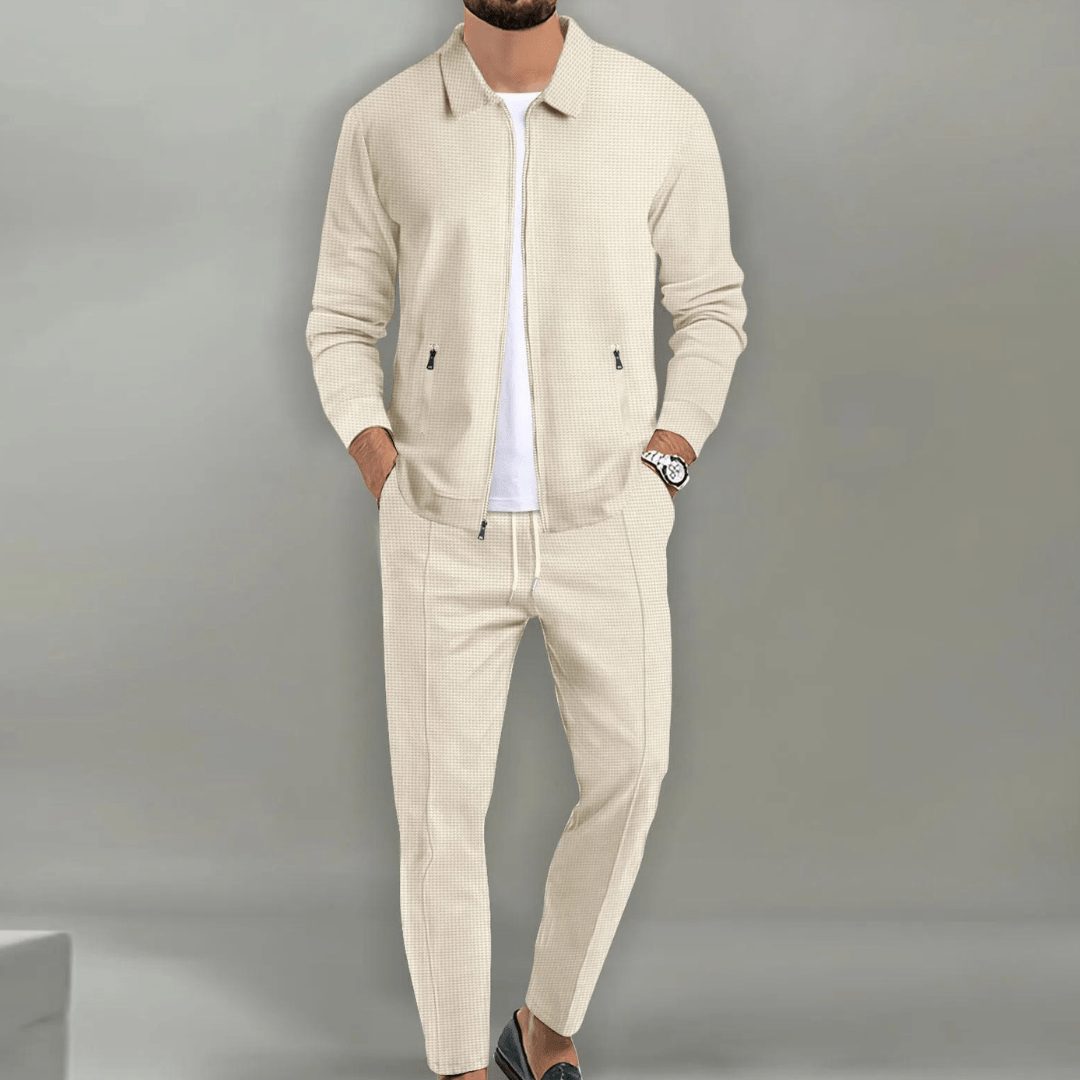 Zip-Up Jacket and Tapered Pants Set for Men