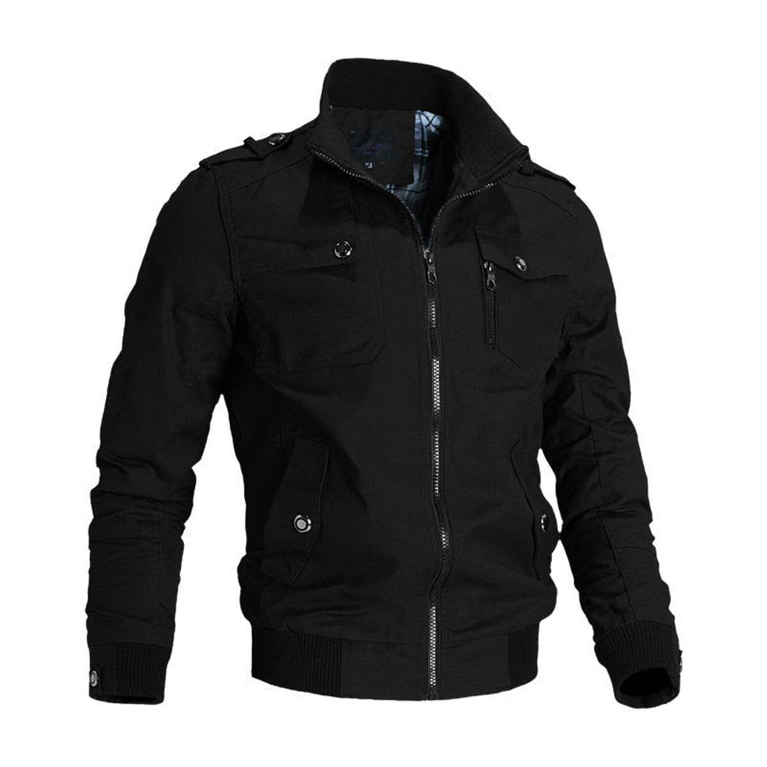 Zip-Up Stand Collar Bomber Jacket for Men